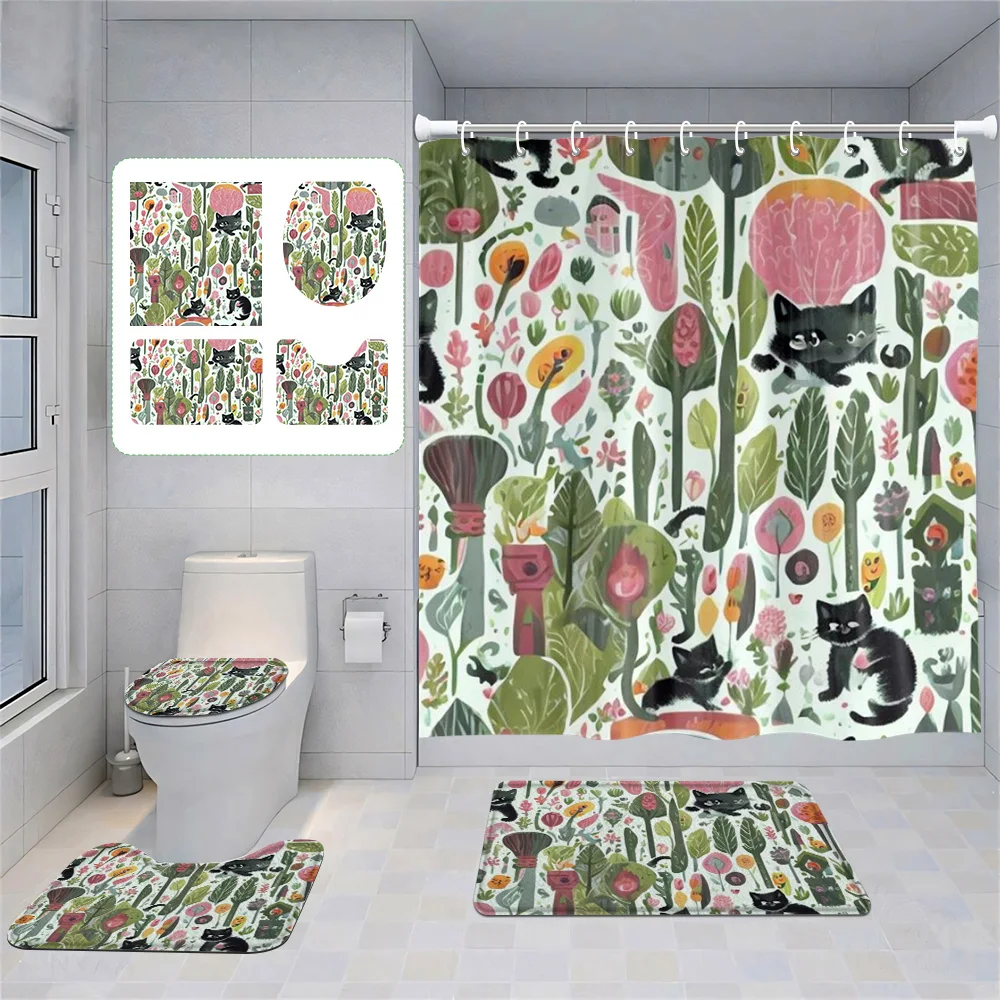 

Morandi Minimalist Bathroom suit Abstract Shower Curtain Non-Slip Floor Mat Toilet Mat Ins Feng Shui Home Decoration