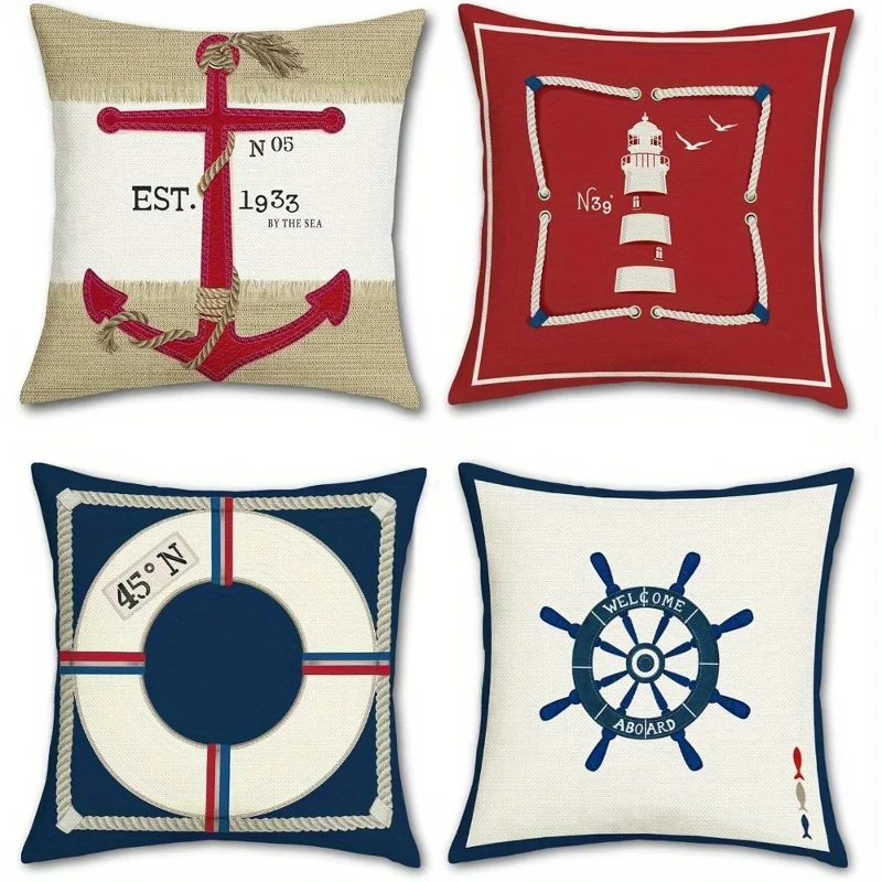 Anchor and lighthouse design digital printing pillow cover Short plush Suitable living rooms bedrooms sofas throw cushion cover