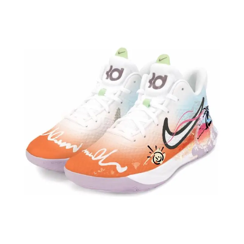 【Personalizar】Nike KD Trey 5 IX zapatos de baloncesto Vintage para hombre zapatillas bajas blancas/naranjas DJ6922-100