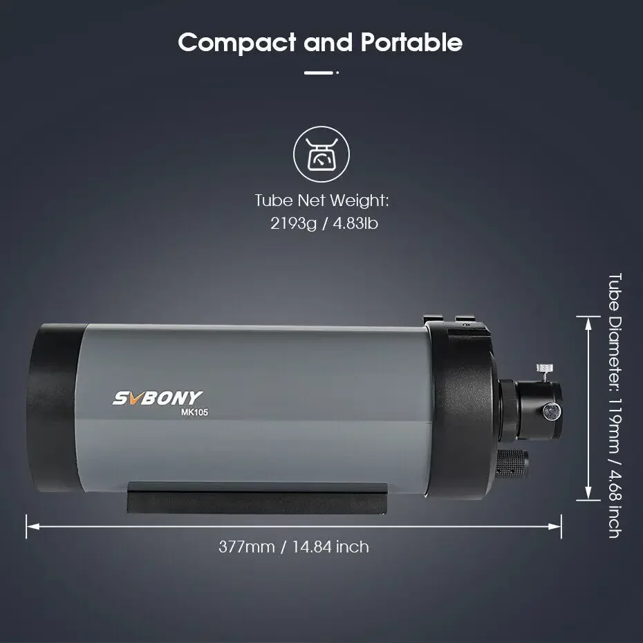 SVBONY-telescopio astronómico MK105, 105mm de apertura, revestimiento dieléctrico OTA, Reflector de luz para visión planetaria y