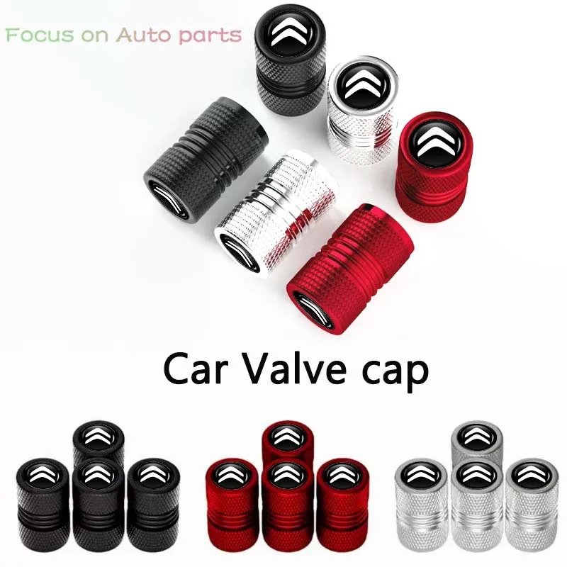 Aluminum Alloy 4Pcs/Set Car Metal Wheel Tire Valve Caps Dust Capwith Rubber Ring Accessories For Citroen C4 C3 C5 C1 C2 Berlingo