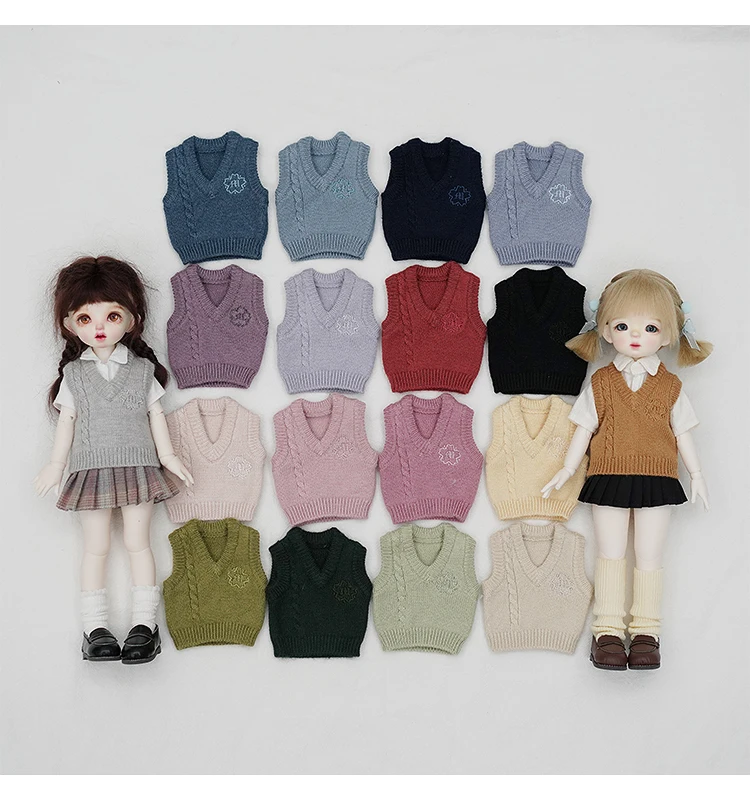 

22 color bjd doll clothes 1/6 1/3 cute sweater vest YOSD DD dfh68 id75 uncle Japanese college style uniform doll accessories