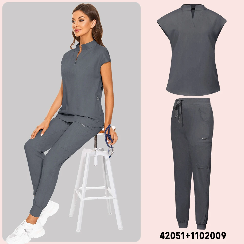 Alta Qualidade Medical Women Scrubs Conjuntos, Cirurgia hospitalar, Clínica Odontológica, Spa de beleza, Salon Lab Workwear Roupas, Enfermeiros Acessórios