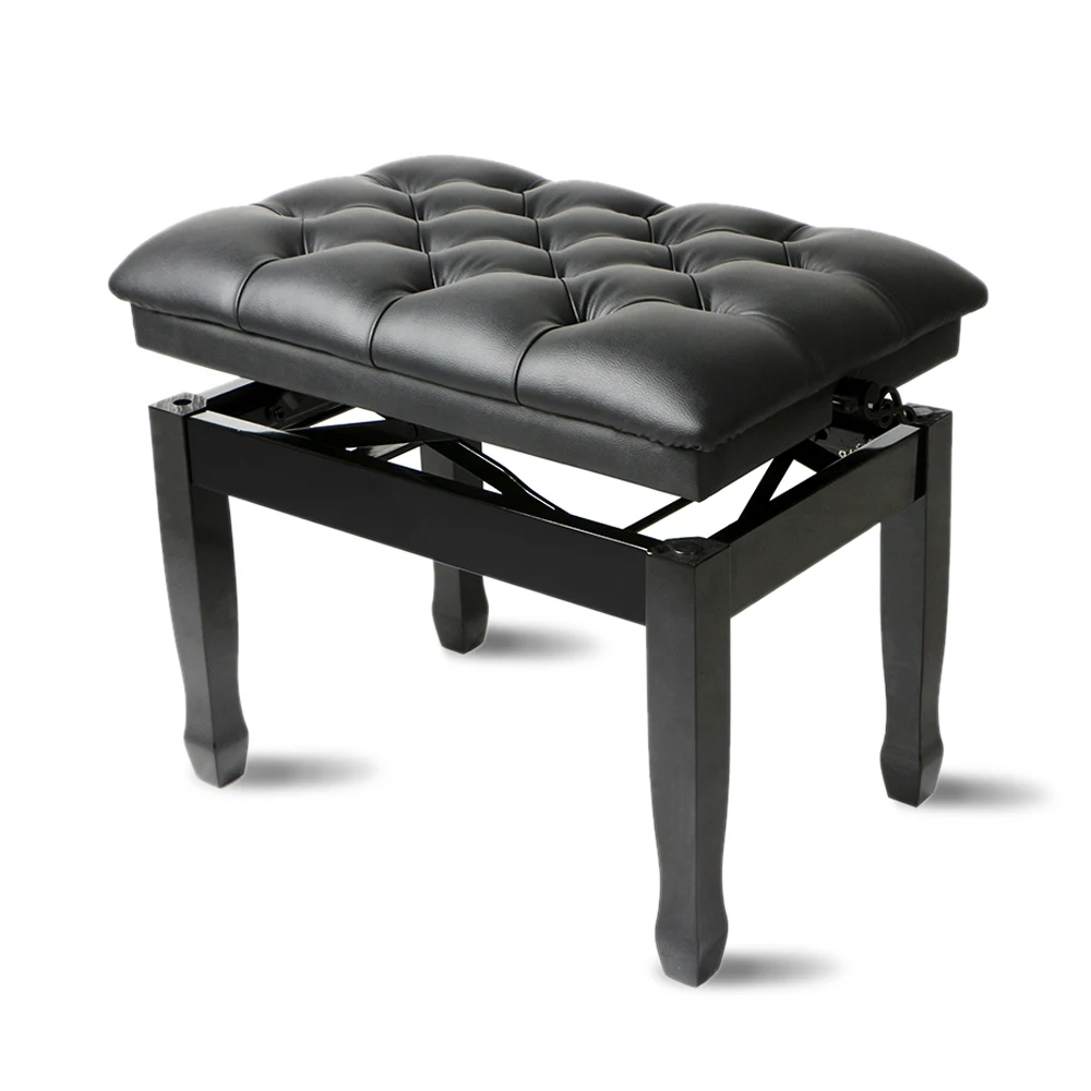 Adjustable Wooden Piano Bench Leather Padded Seat for Digital Piano Acoustic Keyboard Practice