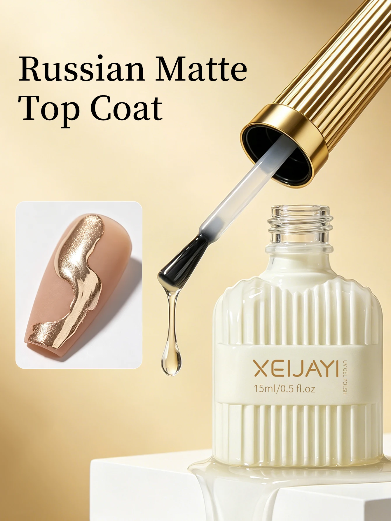 XEIJAYI 1 Stück/3/5 Stück 15ml Russischer Matter Gummi-Top-Coat Gel-Nagellack UV-Siegel Neon-Kunstdesign Matter Base-Coat Gel Beliebtes Gel – Detail 1