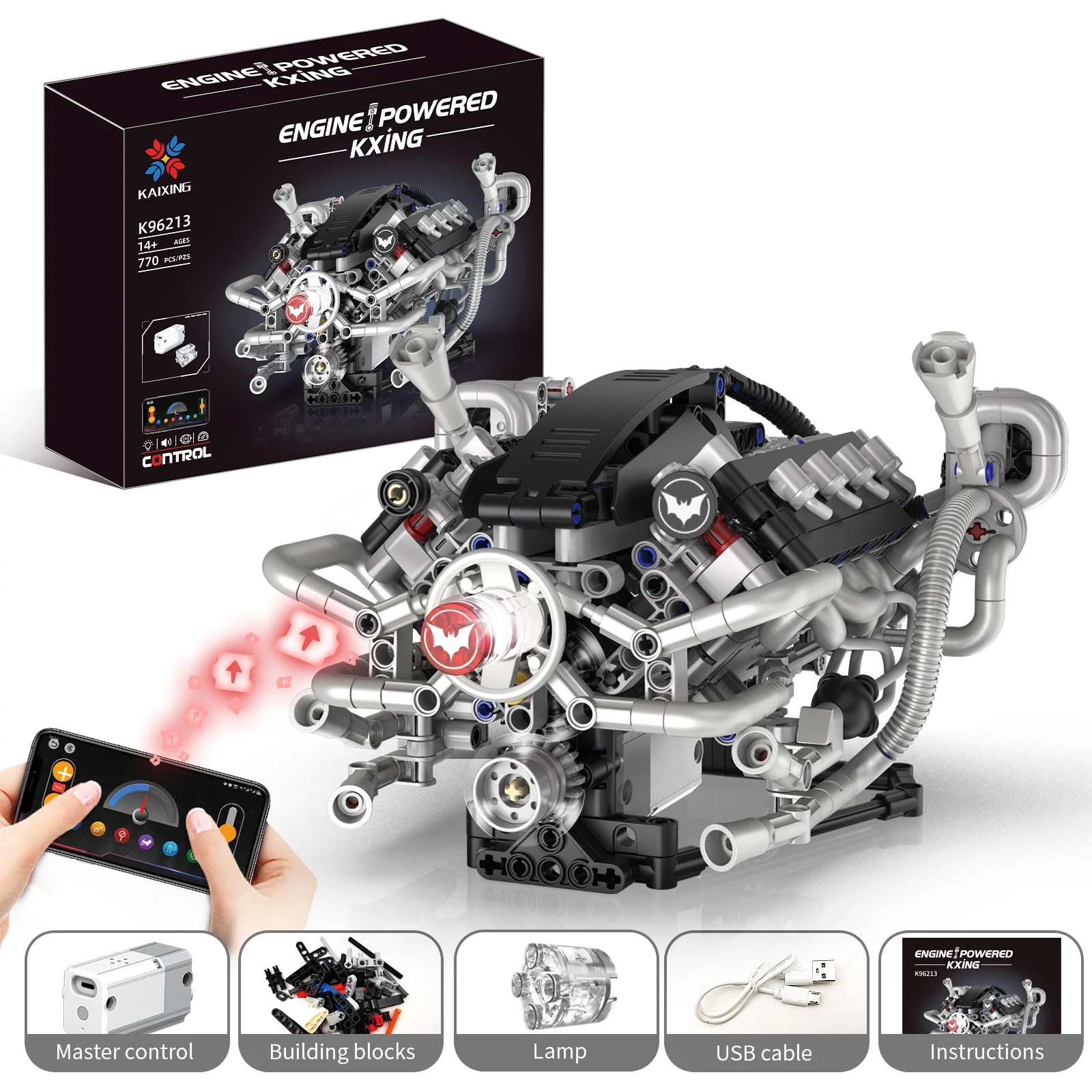 Gemotoriseerd motorsimulatiemodel Elektrisch aangedreven bouwstenen Set Technische machine Auto-onderdelen Speelgoed Volwassen kind Creatief cadeau