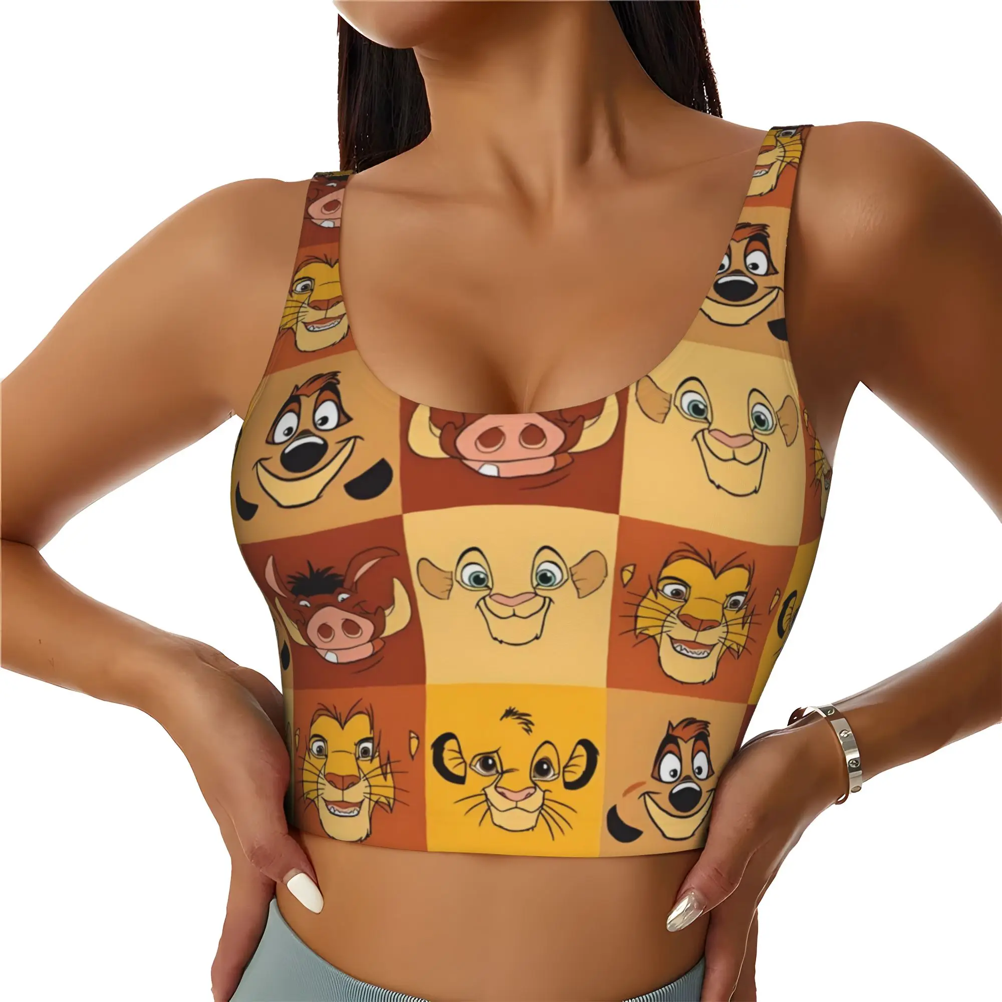Custom Liones Anime Kinges Workout Crop Tank Tops Women's Seamless Hakuna Matata Simba Running Yoga Sports Bras