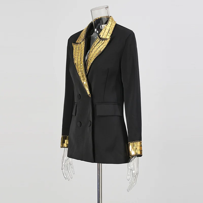 ZAMOR HIGH QUALITY Elegant Office Heavy Embellished Blazer 2026 Summer New Sequin High-End Long Sleeve Slim Fit Jacket