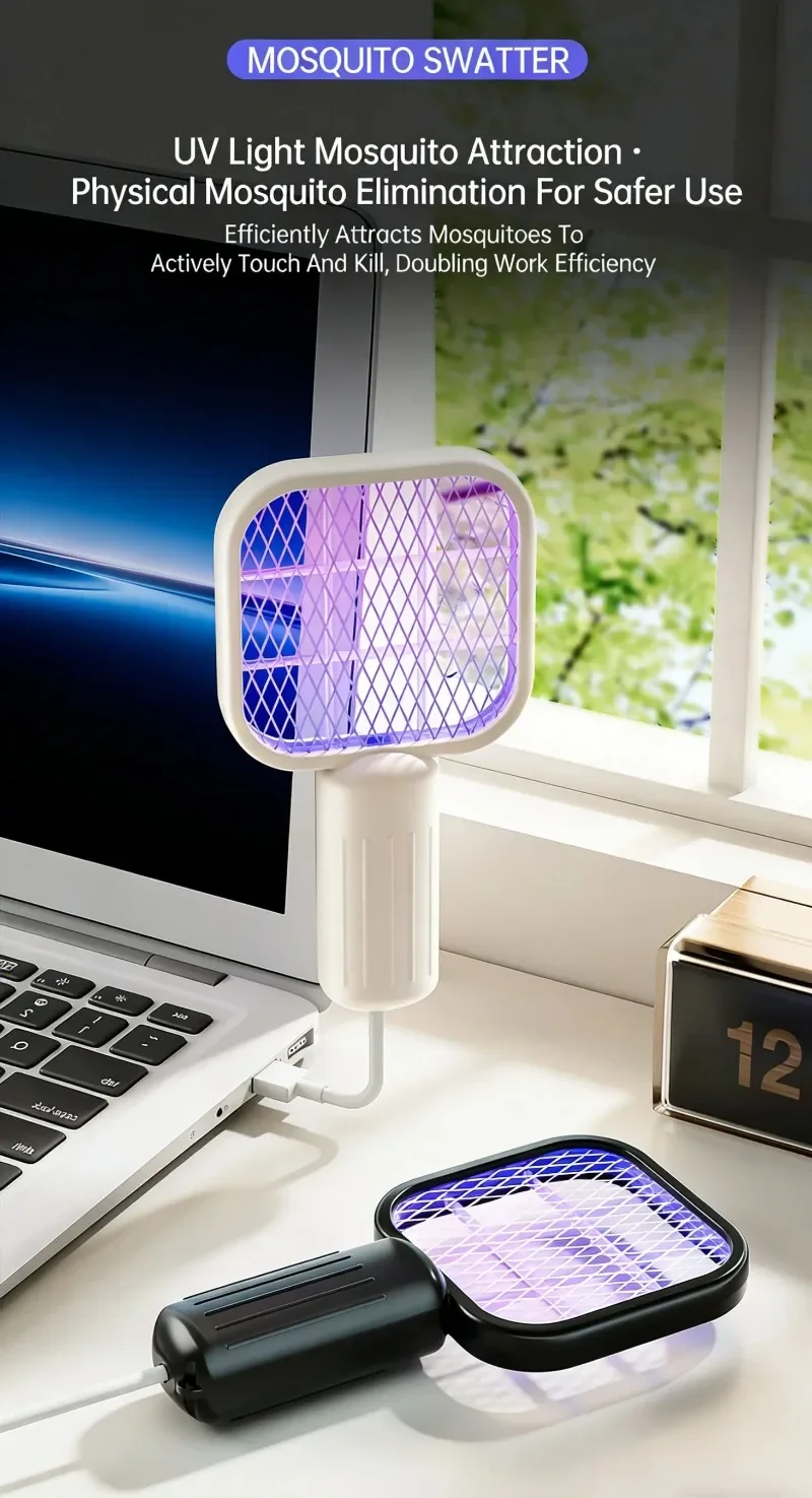 Portable Trap Mosquito Killing Lamp Fly Swatter Mini USB UV Mosquito Swatter for Outdoor Picnic Camping Hotel