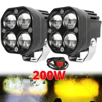 Focos LED superbrillantes de doble Color de 3 pulgadas, faro antiniebla de 200W, accesorio para motocicleta, camión, coche, SUV, ATV, 30000LM, 24V, 12V