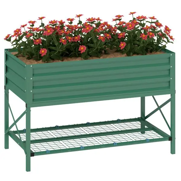 

Outsunny 40' x 20' x 10' Raised Garden Bed for Flowers and Vegetables, Metal Raised Flower Beds with Legs, 37 gallons, Green