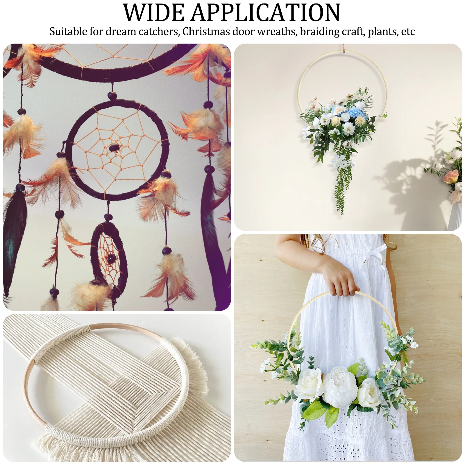 10/18Pcs Wooden Bamboo Ring Floral Hoops Wreath Rings DIY Handmade Catcher Embroidery Hoop Hanging Craft Wedding Christmas Decor