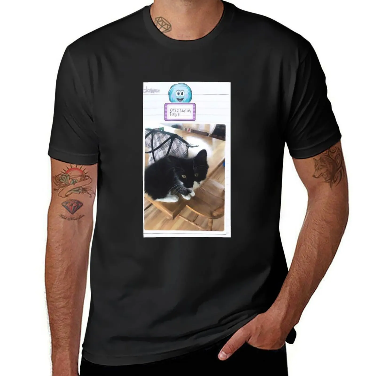 Oreo on clawee notebook T-Shirt summer tops plain mens plain t shirts