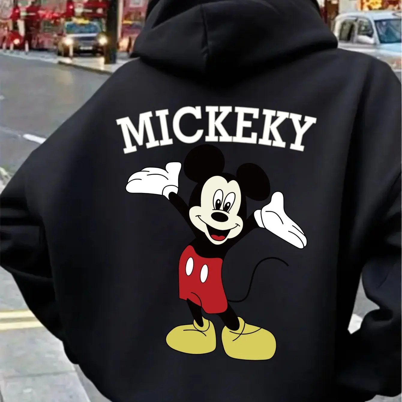 Sweat-shirt à capuche en polaire pour femmes, motif Disney Mickey Mouse, unisexe, Streetwear, surdimensionné, ample, décontracté, automne et hiver
