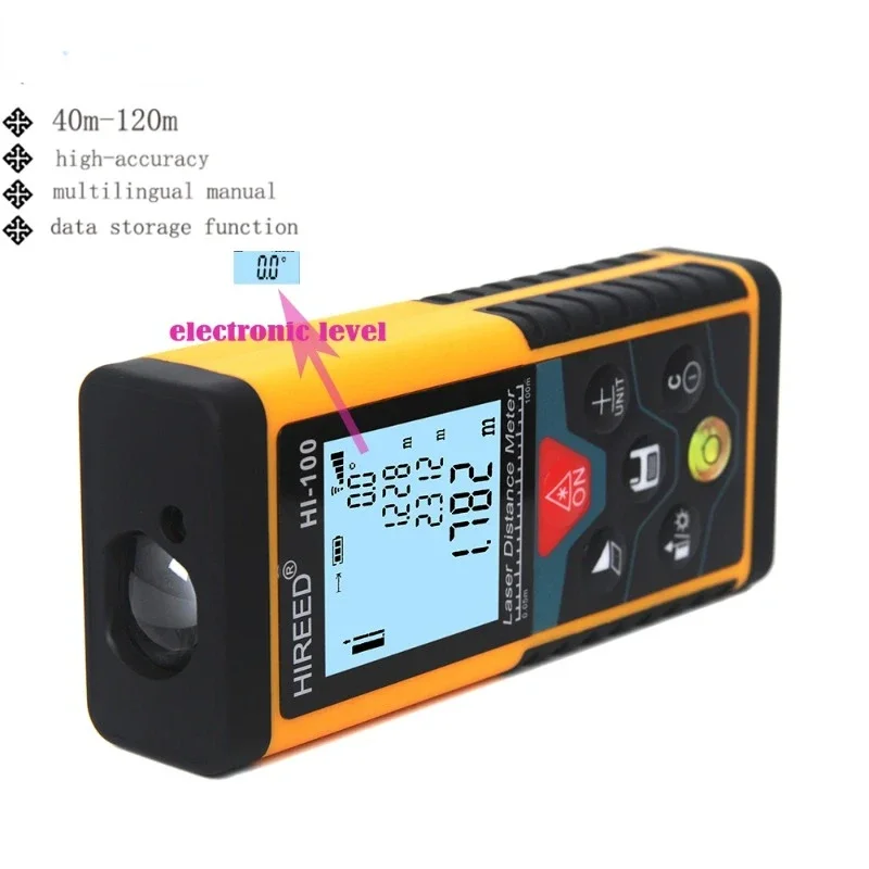 

HIREED 40M 100M 80M electronic level Handheld Rangefinder Laser Distance Meter Digital Laser Range Finder Tape Measure Tester