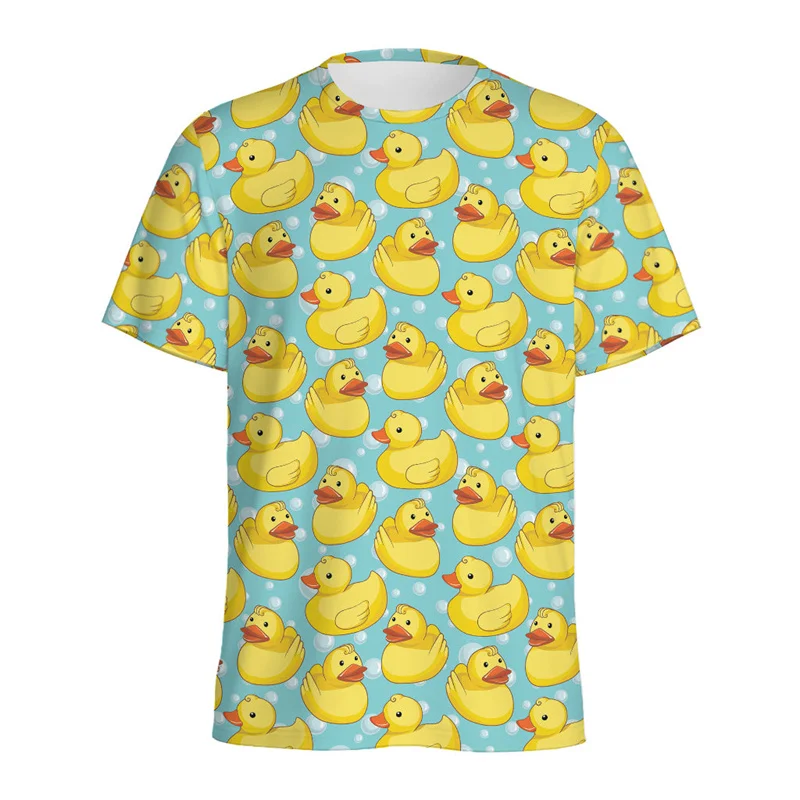 Cute Rubber Duck Graphic T Shirt For Men 3d Printed Animal Ducks Pattern T-shirt Summer Casual Tees Kids O'neck Short Sleeves