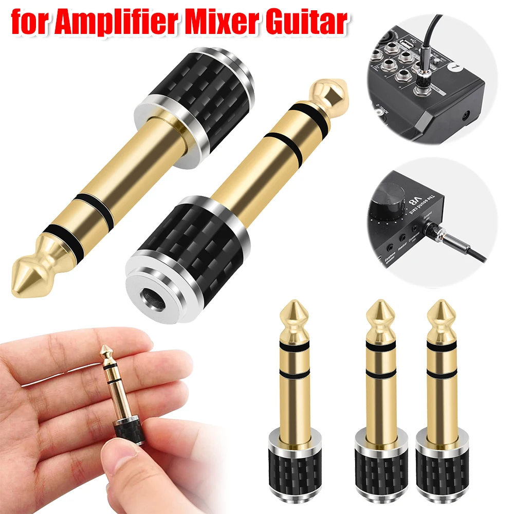 1-5 pces 1/4 polegada para 1/8 polegada adaptador de fone de ouvido estéreo macho para fêmea 6.35mm jack para 3.5mm soquete estéreo plug 6.35 para 3.5 conversor
