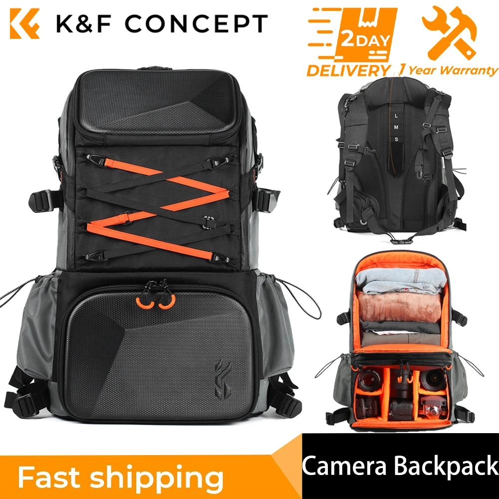 

K&F Concept 32L Large Camera Backpack Fits 17 Inch Laptop DSLR Camera Bag Anti-Theft Waterproof with Rain Cover for Women Men