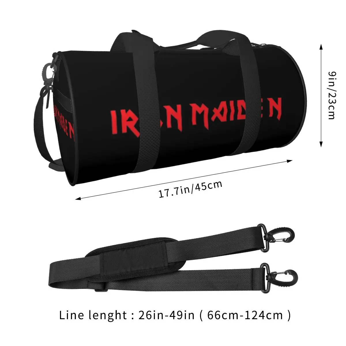 I-iron Maidensing-Bolsa de viaje redonda de gran capacidad para hombre y mujer, equipaje de mano de gran capacidad, bolsa deportiva para Fitness