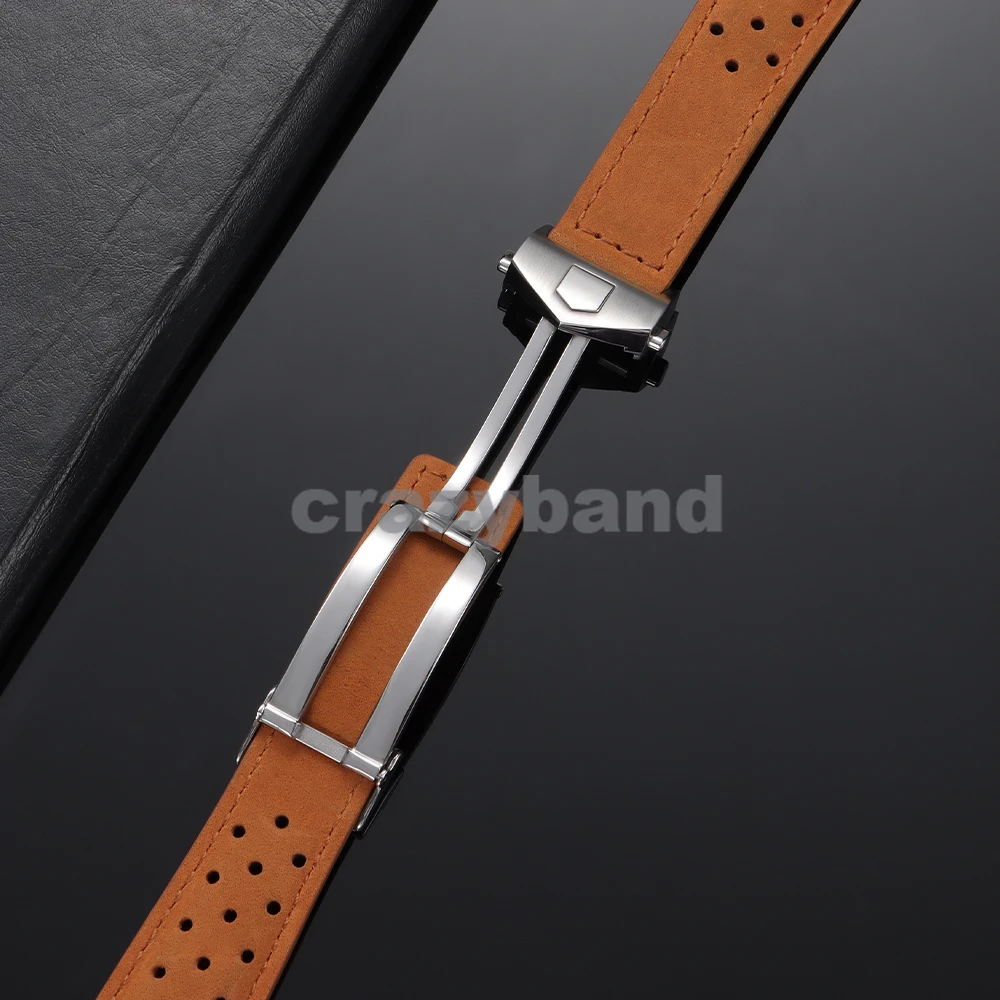 الفولاذ المقاوم للصدأ للطي مشبك ل تاغ هوير ساعة الأشرطة مشبك 18 مللي متر 20 مللي متر ل الجلود سيليكون حزام الساعات زر مزدوج المشابك