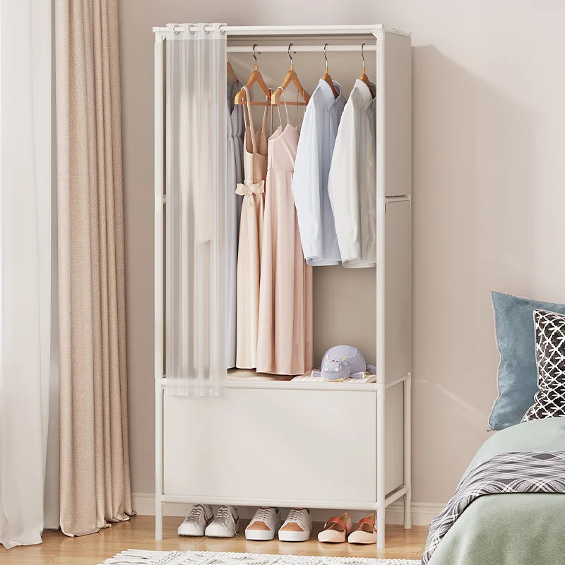 

Bedroom bedside floor-to-ceiling door dormitory simple cloth wardrobe coat rack
