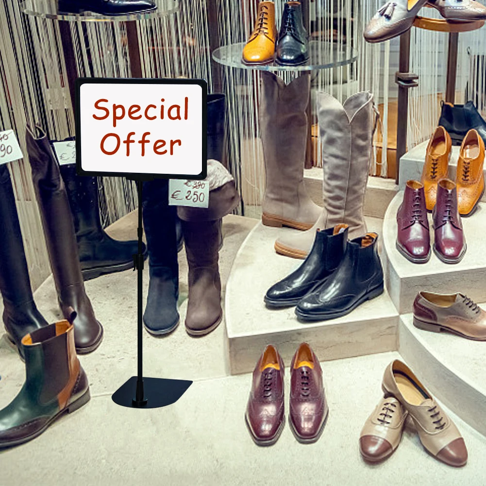 حامل لافتات أرضية لطاولة واقية ثابتة ، عرض تجاري للعرض ، إعلانات حفلات مدرسية ، ارتفاع قابل للتعديل ، 2 ، A4