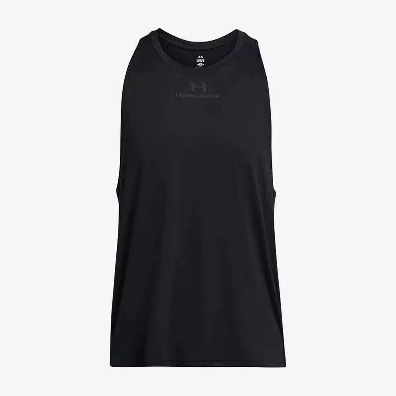 

New 2026 Sport Under Armour 1382802-001 Black Breathable Loose Sports Tank Top Sweat Wicking Fitness Sleeveless Shirt