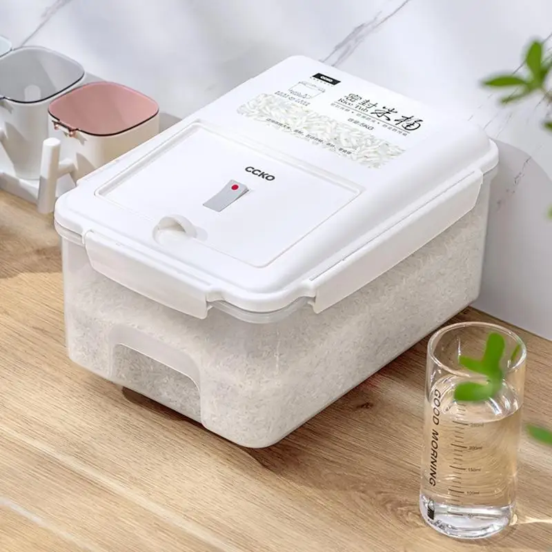 Contenitore riso Kx4B con ruote e coperchio ermetico 5 kg/10 kg Organizzatore capacità per farina cucina a casa
