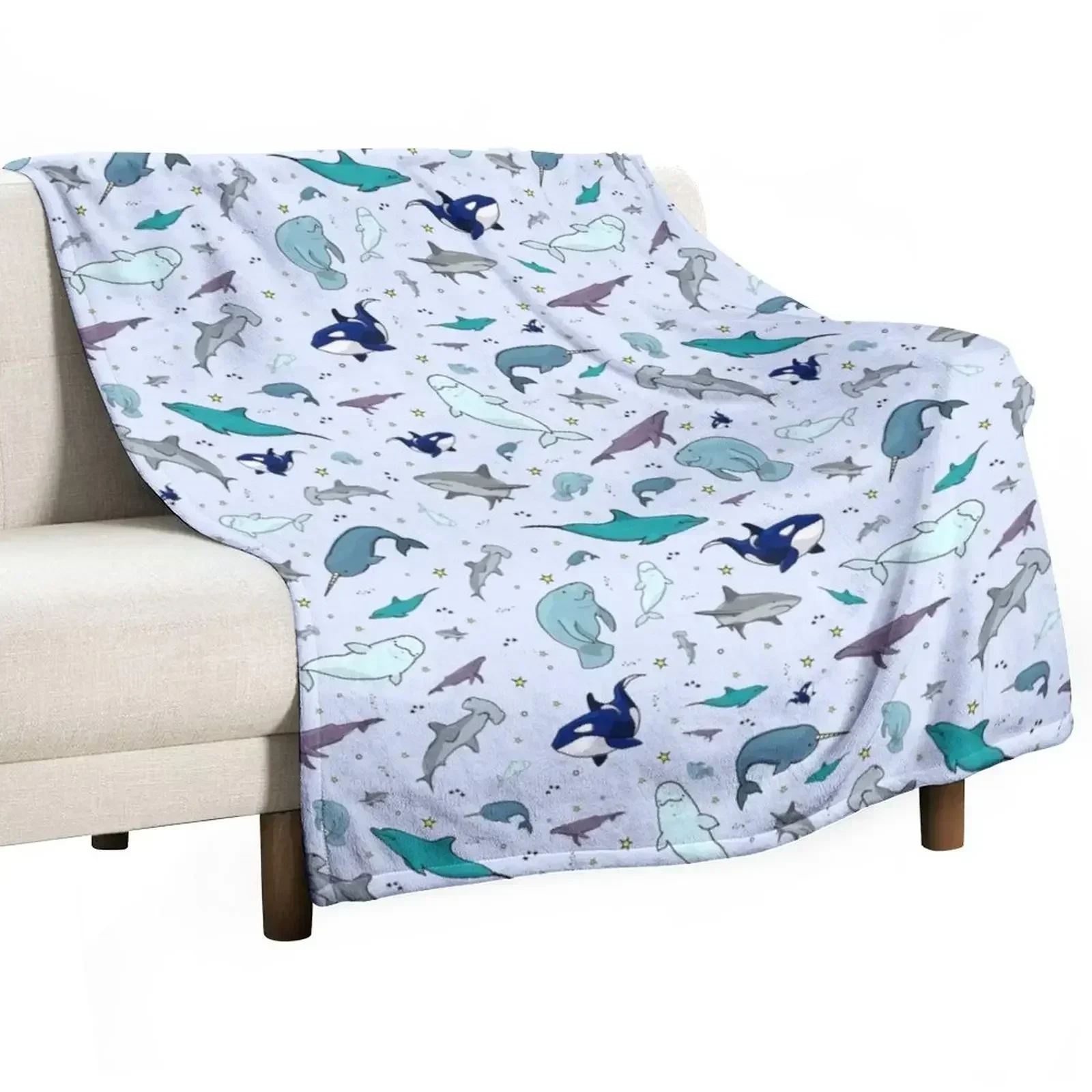 Under the Sea Throw Blanket Machine Washable Soft Warm Blanket