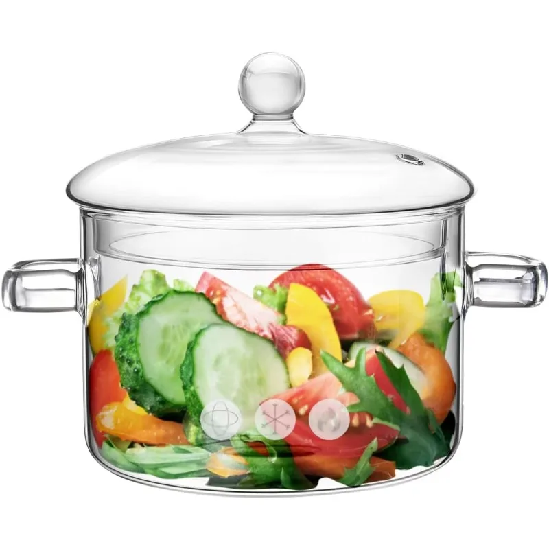 

Glass Pots for Cooking on Stove, 1.5L/50oz Glass Cooking Pot with Lid, Heat-Resistant Simmer Pot for Stove Potpourri, Saucepan