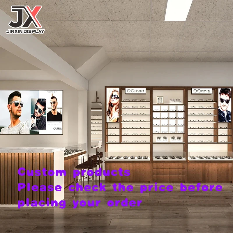 custom.Luxury Custom Design LED Optical Glasses Display Cabinet | High Quality Shelves Factory Price Retail Shopping Mall