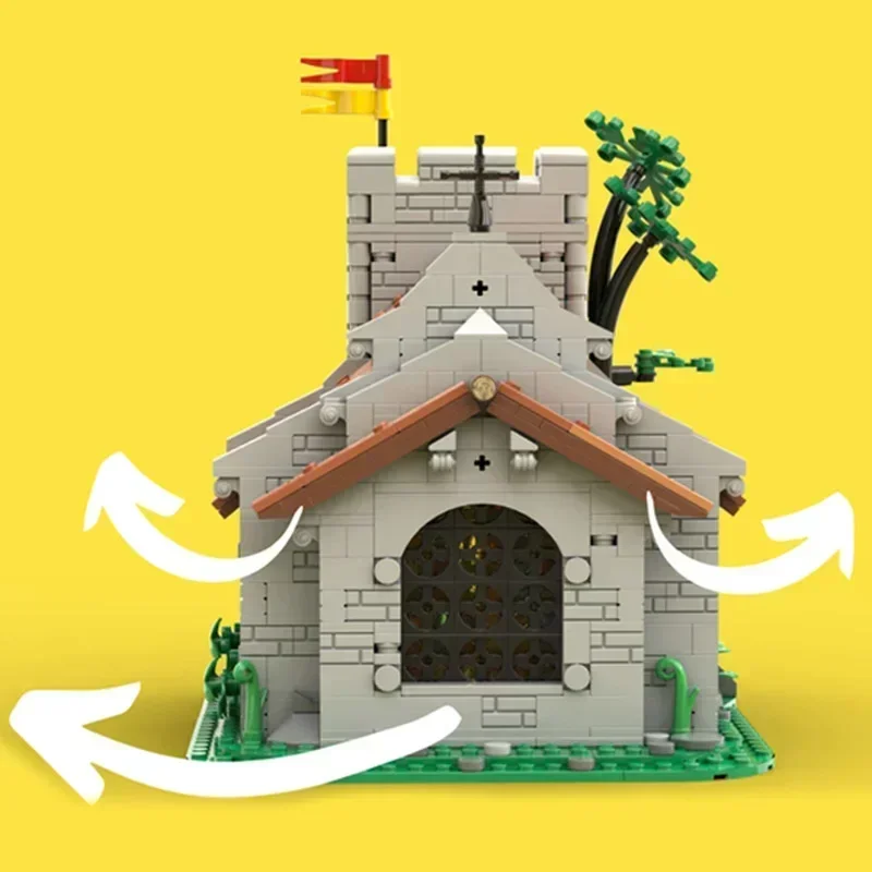 Moc อาคารอิฐทหาร Fortress รุ่น Lion Knights' Church เทคโนโลยี Modular Blocks ของขวัญของเล่นคริสต์มาส DIY ชุดประกอบ