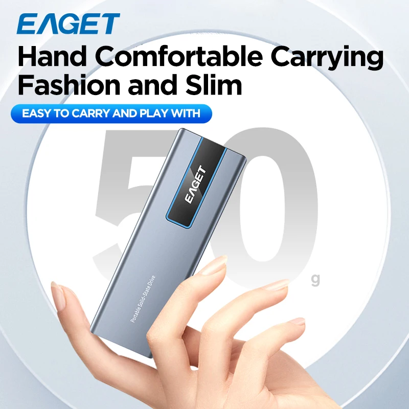 Eaget NVMe External SSD 1TB 2TB Hard Drive 5gbps 10gbps Type C USB 3.2 RGB Portable Hd Solid State Disk for Laptops PC Mac