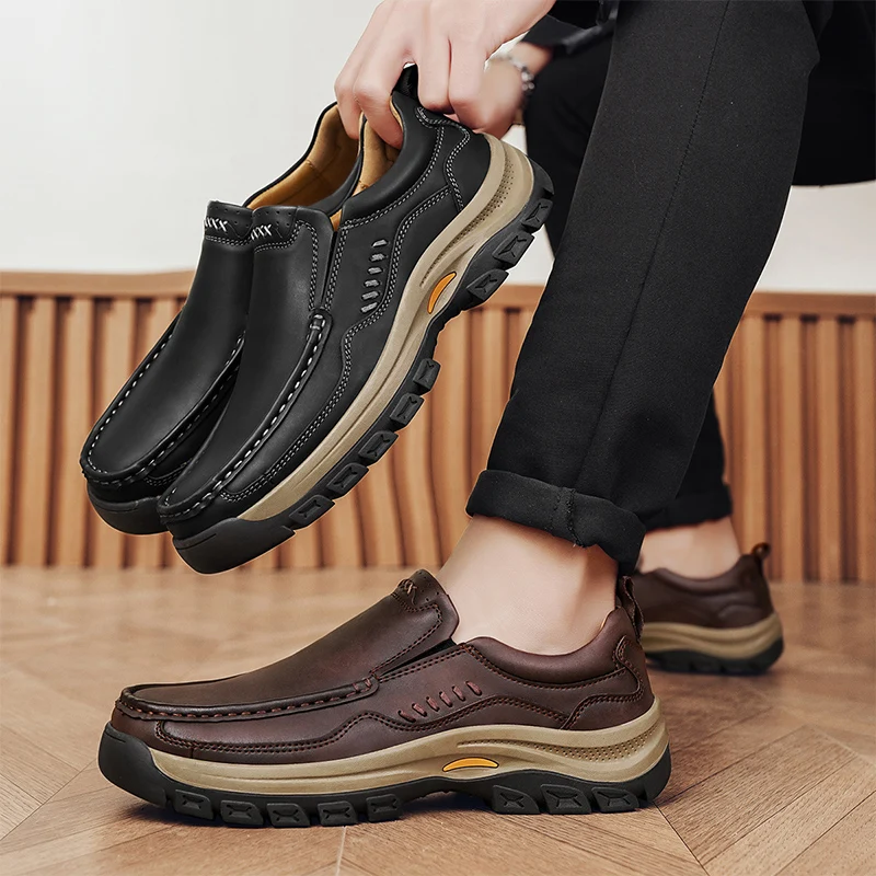 

Кожаная повседневная обувь, большие размеры, слипоны, уличная обувь, модная и универсальная.