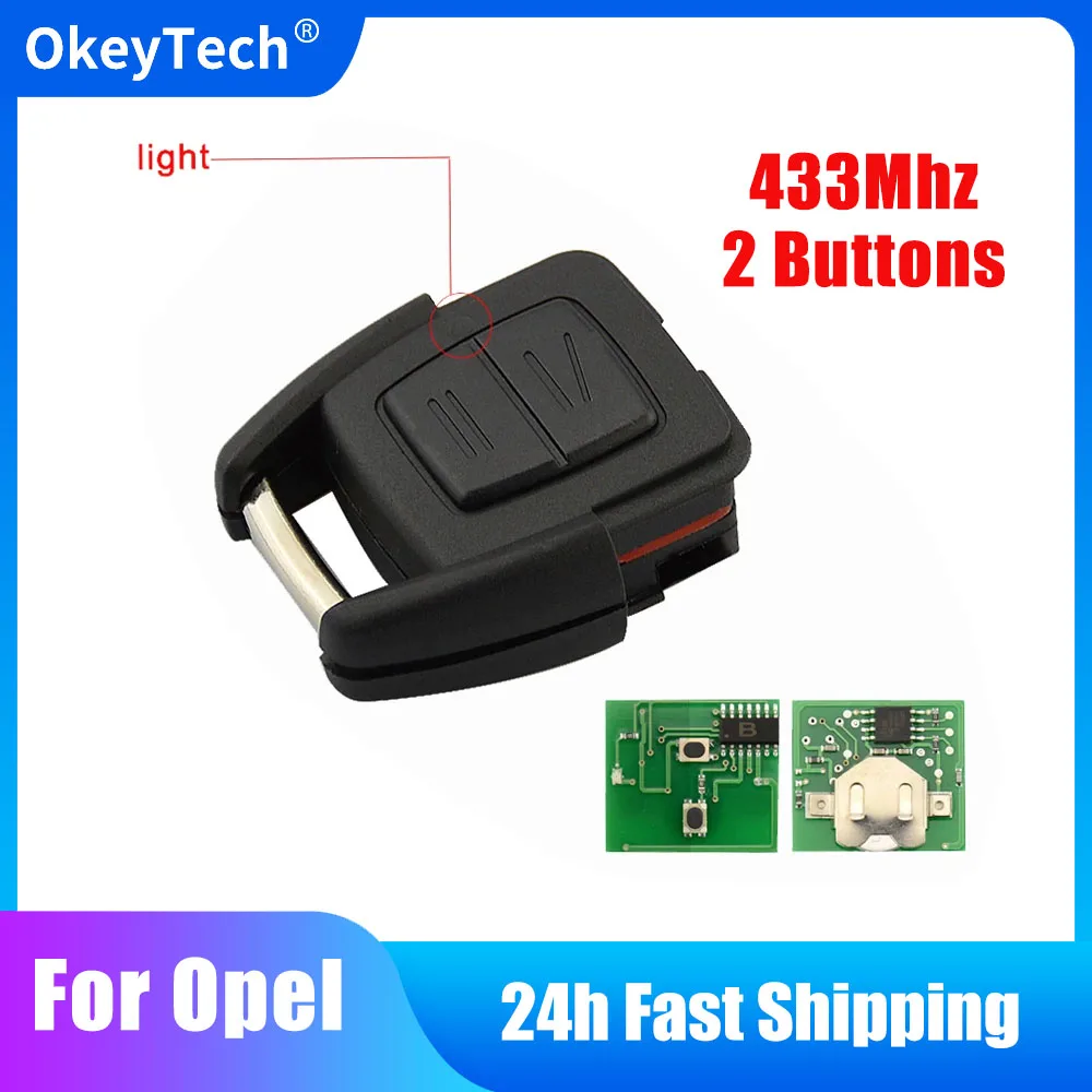 

OkeyTech 433Mhz 2 Button Replacement Remote Control Key for Opel Vauxhall Astra Zafira Omega Vectra C No Chip No Blade