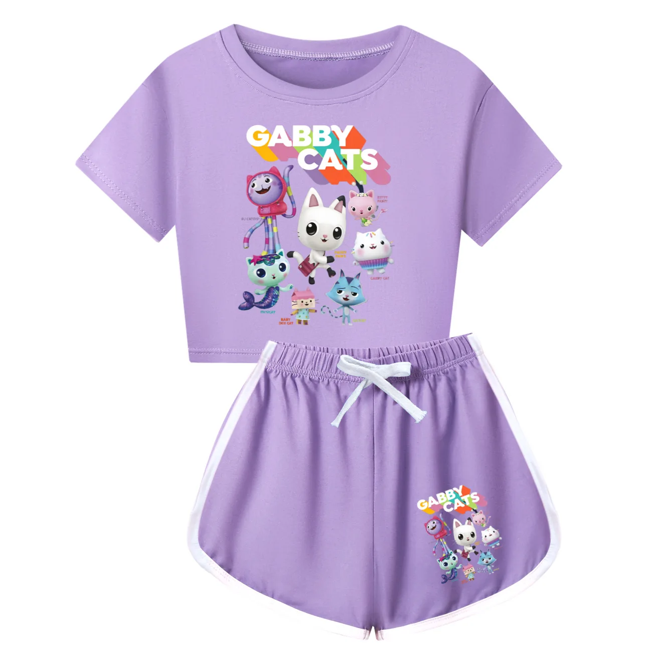 

Gabby Doolhouse Clothes Kids 2025 Summer Vacation Outfits Tolddler Girls Gabbys Cat T-shirt Shorts 2pcs Sets Children Sportsuits