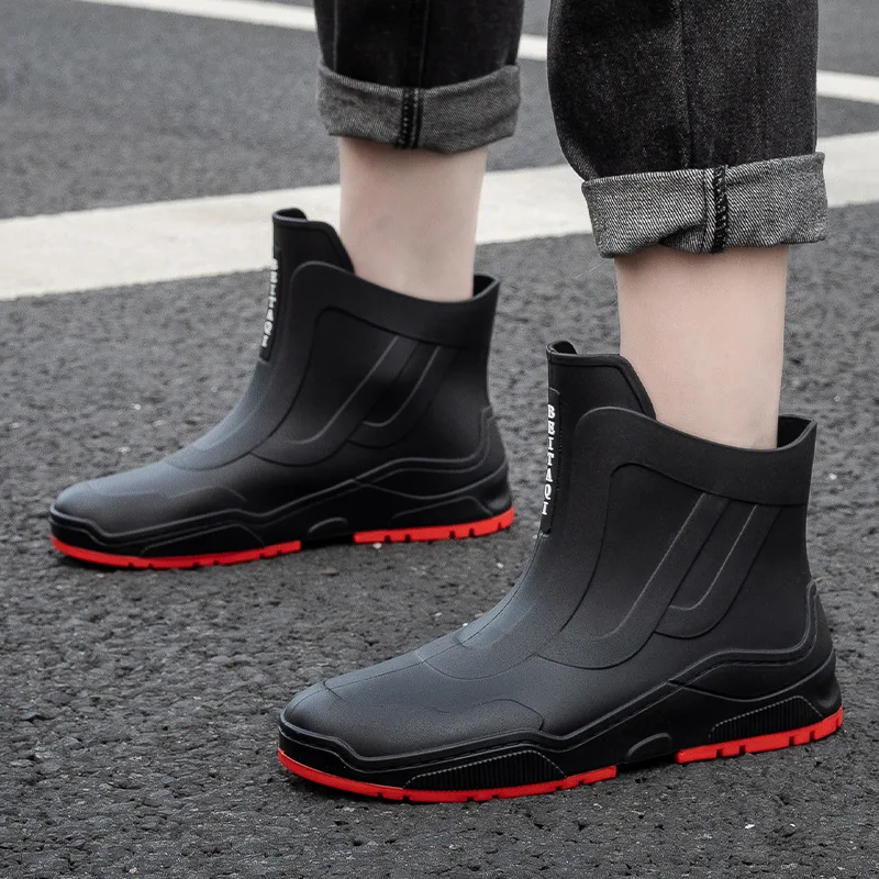 Bottes de pluie imperméables pour hommes, chaussures de pêche, bottes en caoutchouc de jardin, bottes de travail de cuisine intérieure, bottes de