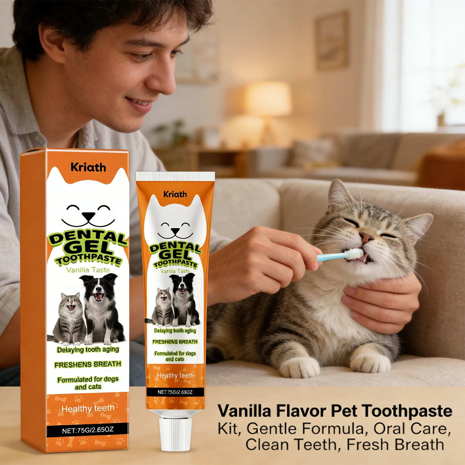 

Pet Toothpaste Care Set Effectively Remove Dental Plaque Whitening Teeth Eliminate Pet Oral Odor Vanilla Flavored Pet Toothpaste