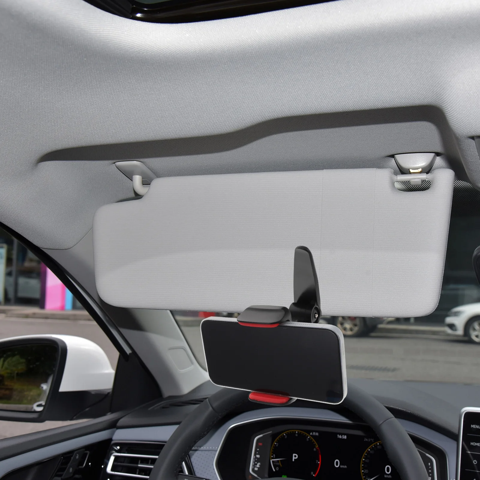 

Универсальный автомобильный держатель для телефона 360° ° Вращающийся кронштейн для крепления солнцезащитного козырька для мобильного телефона Компактный кронштейн для навигации в прямом эфире