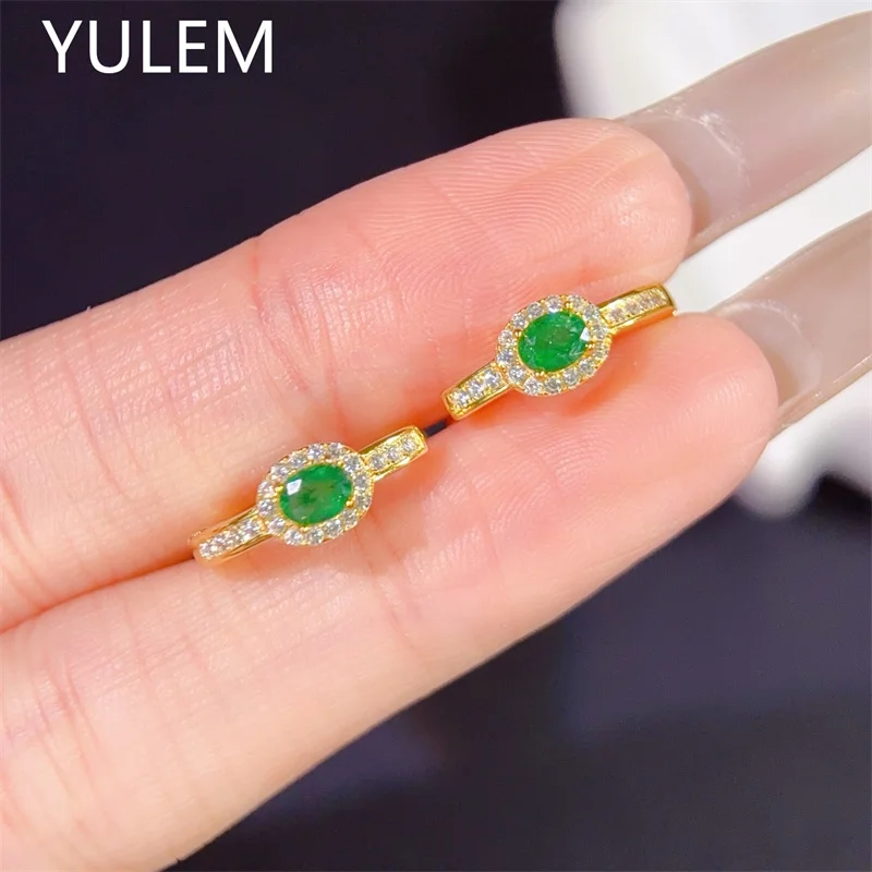YULEM  New Arrival Natural Fine Jewelry 3x4mm Oval Cut Natural emerald  Earring for Office Women Daily Wear