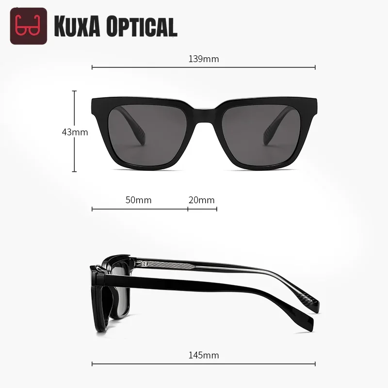 Okulary przeciwsłoneczne KUXA New Square z magnetycznym mocowaniem, uniseks, optyczne, polaryzacyjne, korekcyjne, progresywne, do jazdy na zewnątrz.