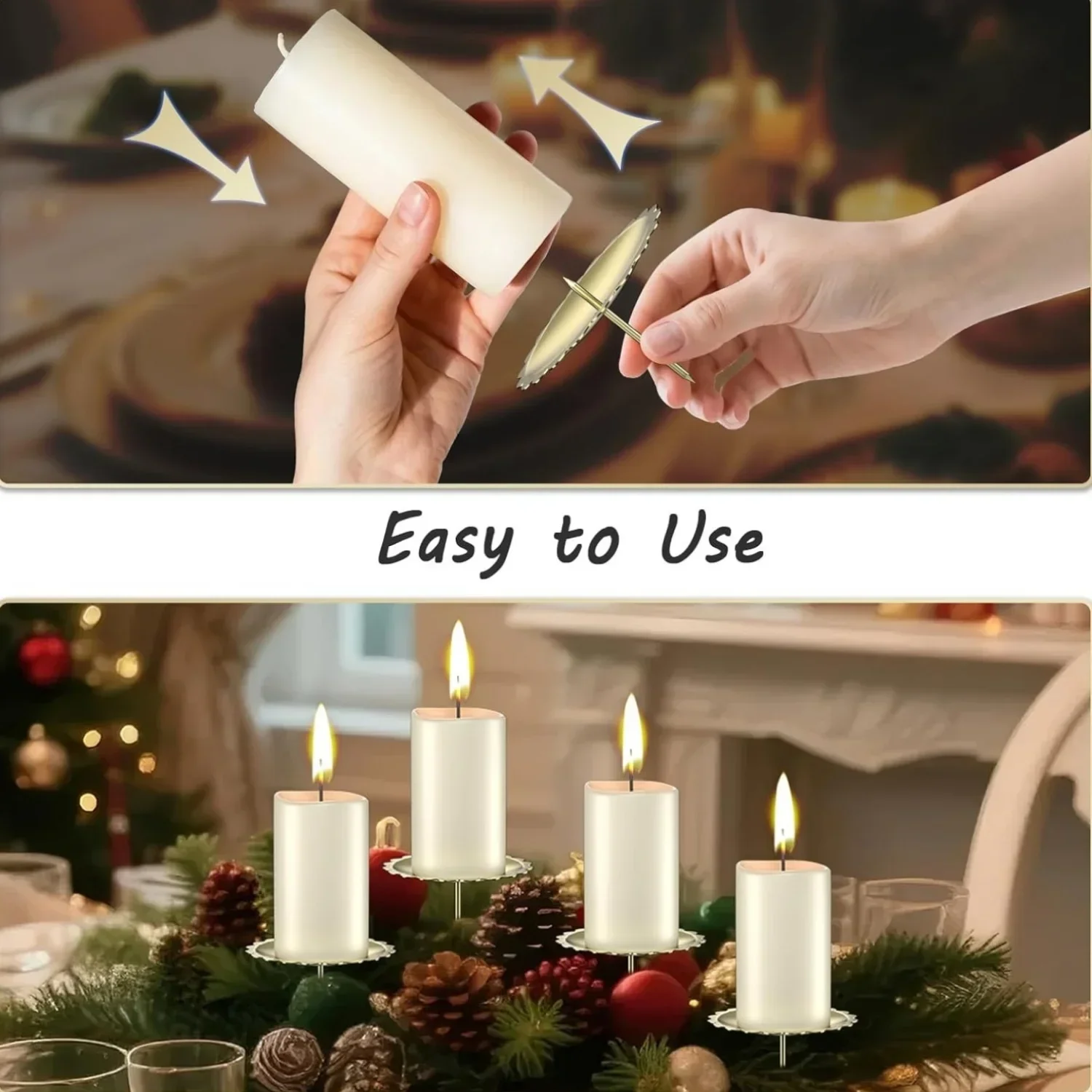 4pcs Christmas Candlestick Metal Candle Holder Stake Spike Taper Pillar Candle Cup Wedding Festival Party Table Decoration