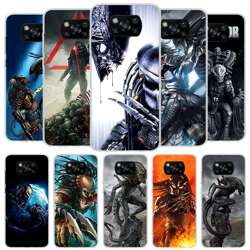 Alien Vs Predator Painted Cover Phone Case For Xiaomi Poco X6 X5 X4 Nfc X3 Pro F6 F5 F4 Gt F3 F2 F1 M5S M4 M3 Soft Fundas Shell