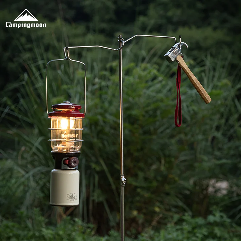 

CAMPINGMOON-Height Adjustable Outdoor Barbecue Lamp Pole, Stainless Steel Lamp Post, Camping Lamp Post, D-240