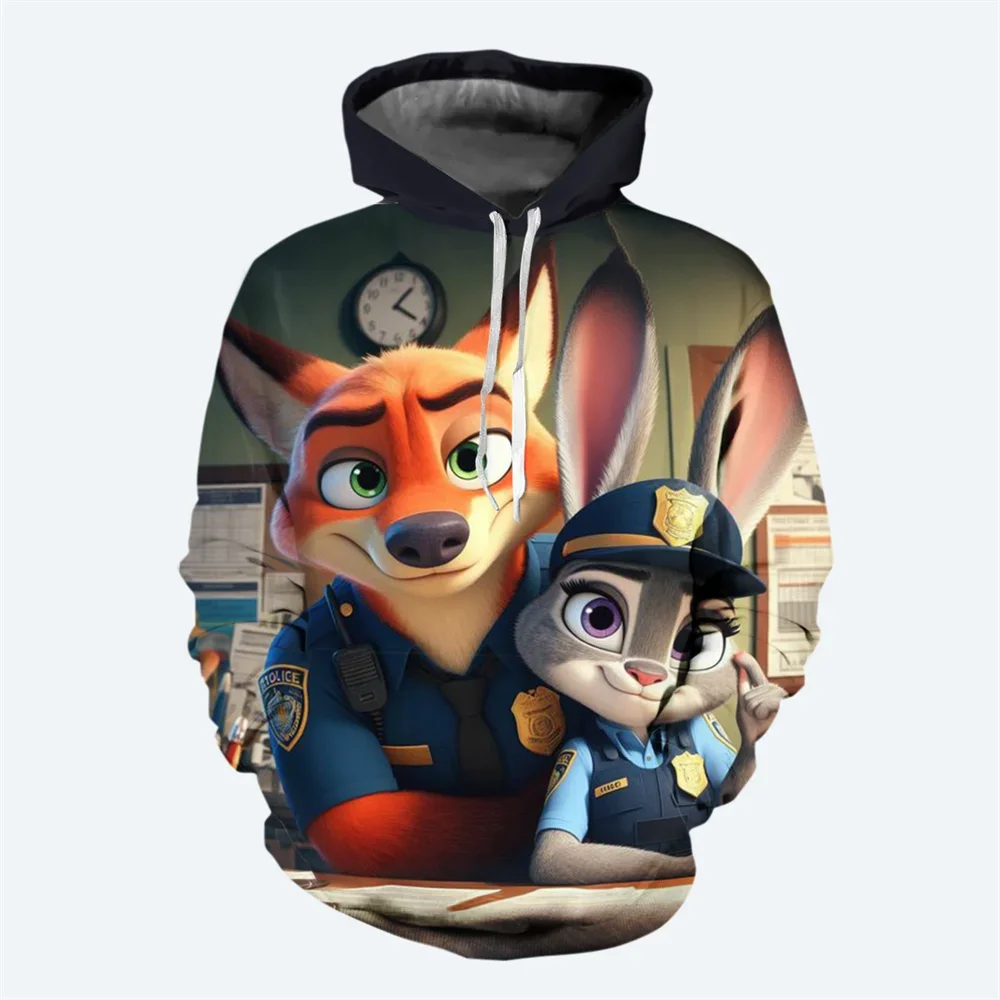 

New Disney Men's Hoodie for Autumn and Winter 3D Printed Crazy Zootopia Pattern Sweatshirt Classic Fashion Casual Men's Hoodie