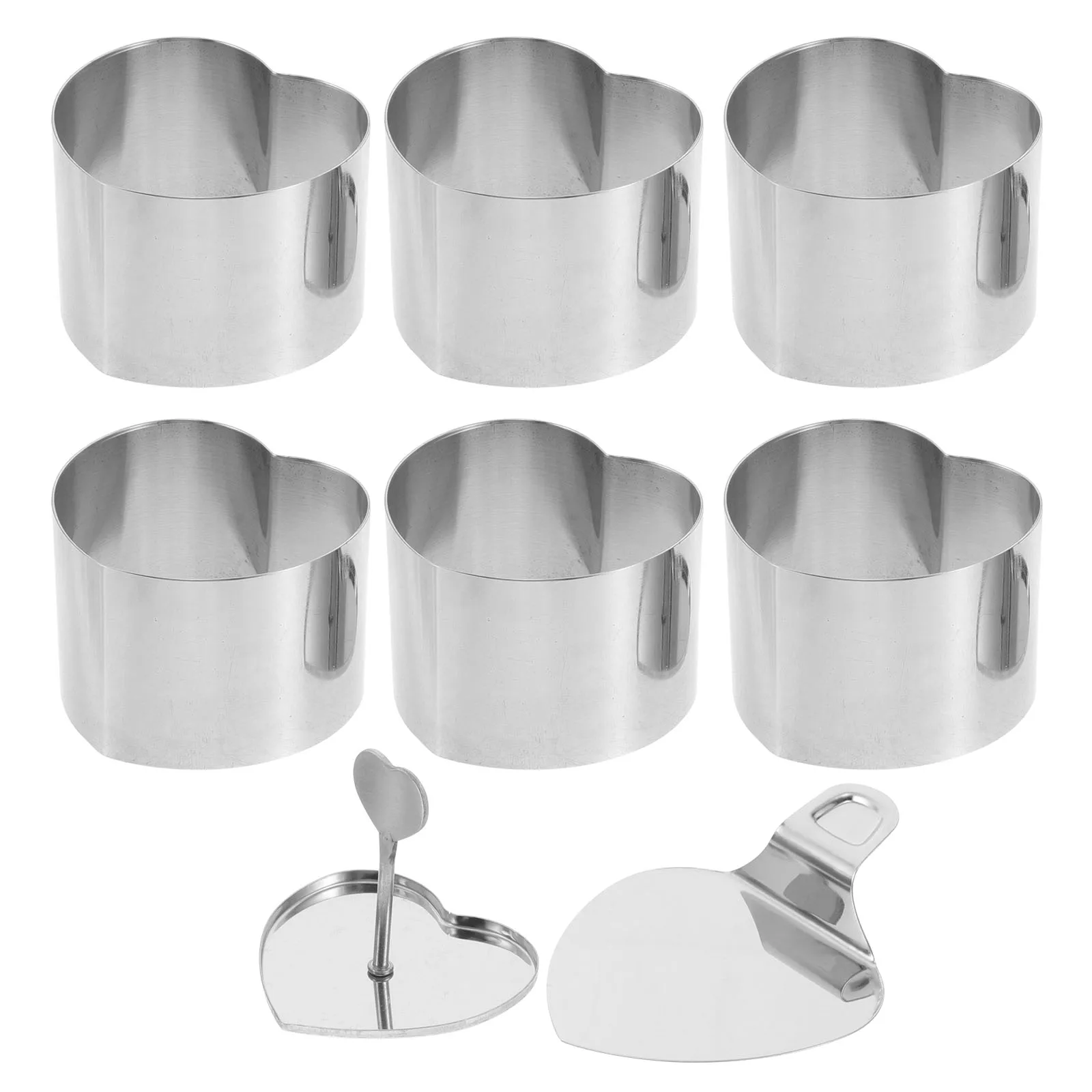 

1Set Seamless Stainless Steel Heart Cake Rings Mold for Baking Mousse Cheesecake Sushi Rice Kitchen Baking Tool