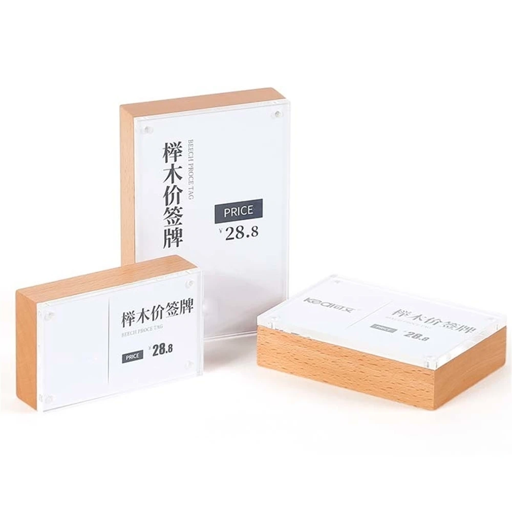 100*70mm Solid Wood Acrylic Advertising Poster Photo Display Frame Menu Card Sign Holder