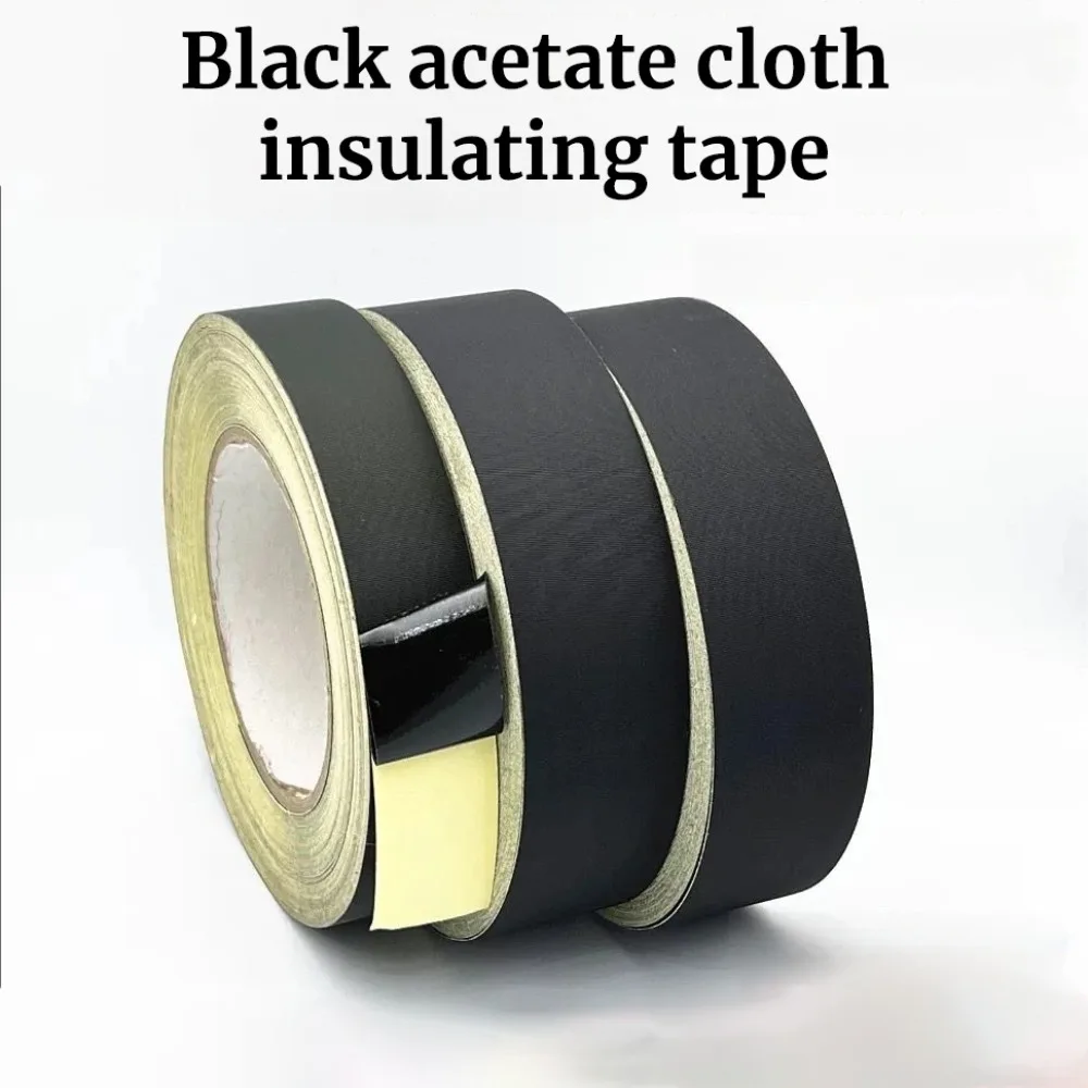 Acetate Cloth Insulating Tape 30M Black Wire Harness Tape High Temperature Resistant for Phone and Electronics Repair
