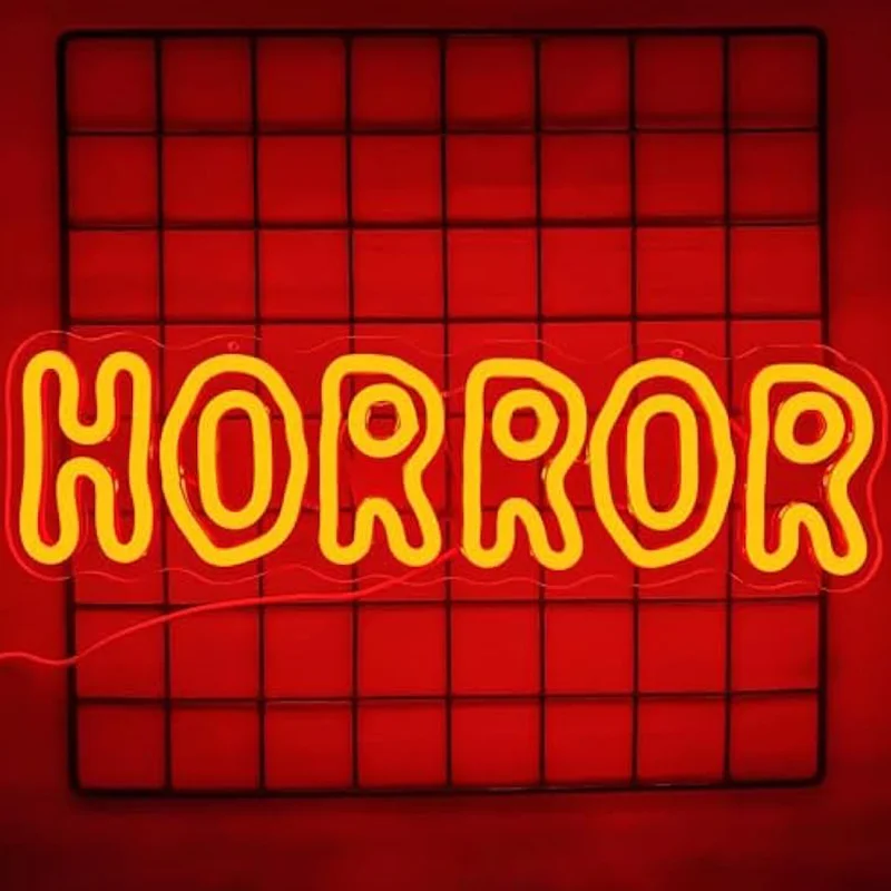 

Horror Neon Sign for Wall Decor 5/12V USB Power Horror Movies Sign for Scary Room Halloween Dimmable for Movies Fans Lover
