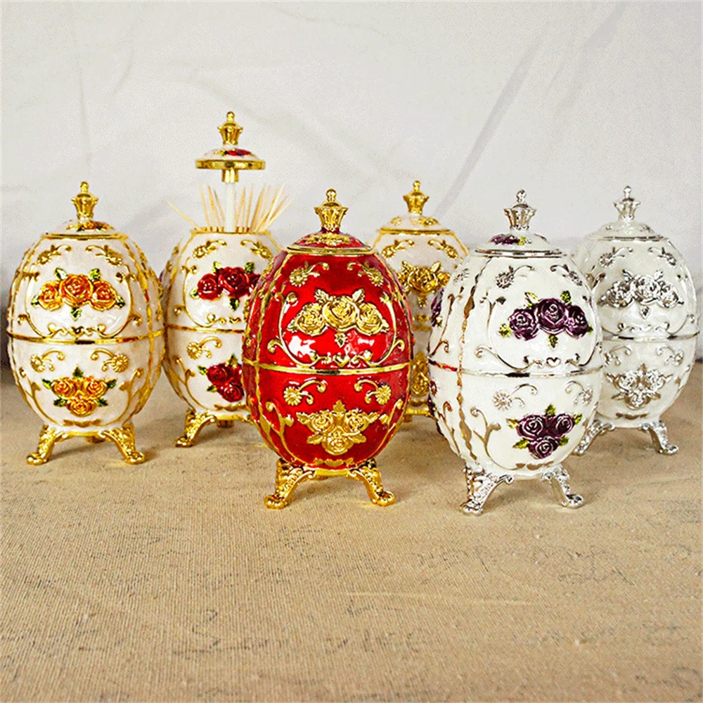 European style automatic toothpick box Fashion Zinc Alloy Metal Vintage toothpick holder Toothpick Dispenser Box Home Decoration